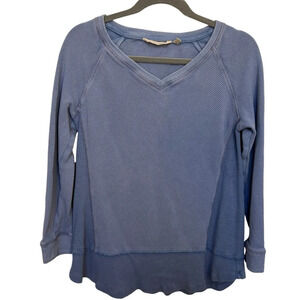 Soft Surroundings Thermal Waffle Knit Blue Shirt